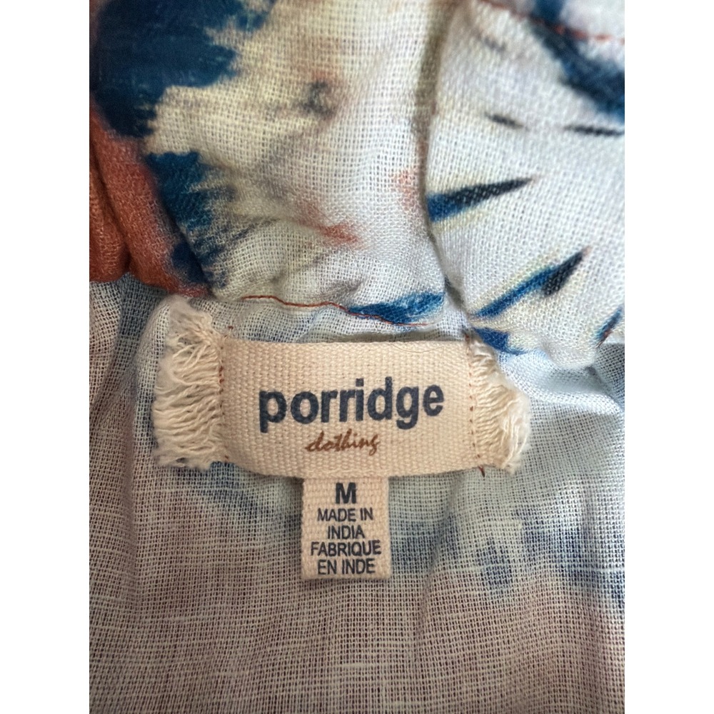 Porridge Clothing Rust Orange Tie Dye Paperbag Waist Linen Blend Midi Skirt M - Picture 8 of 10